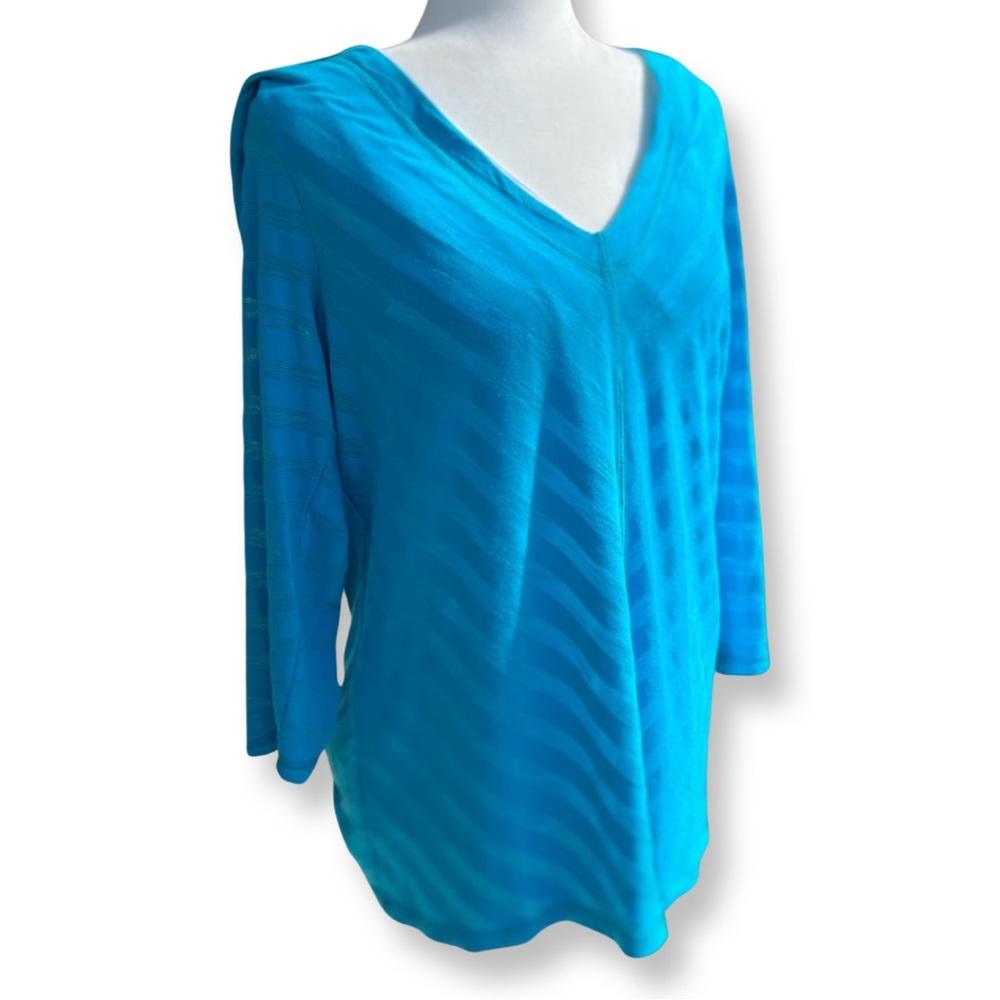 Miracle Body XL Turquoise V Neck Long Sleeve Tee